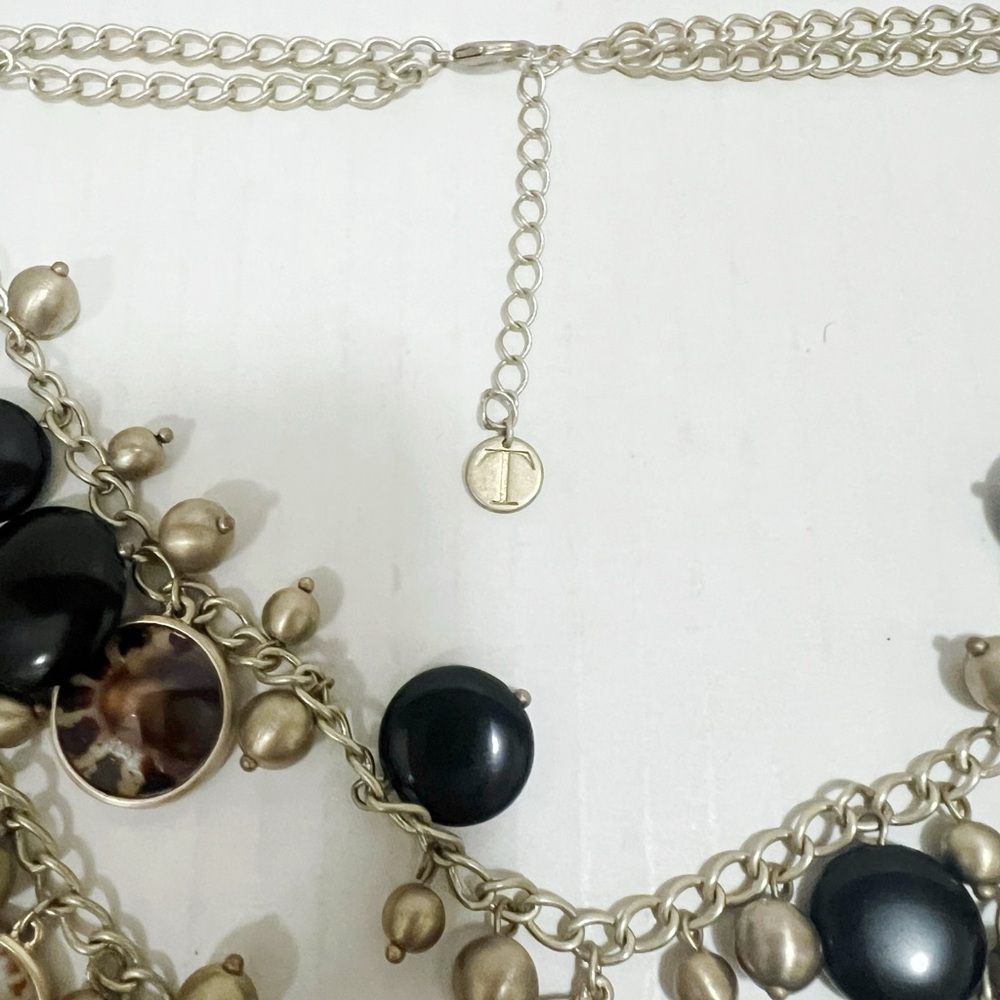 Talbots Gold Black Statement Elegant Necklace - image 4